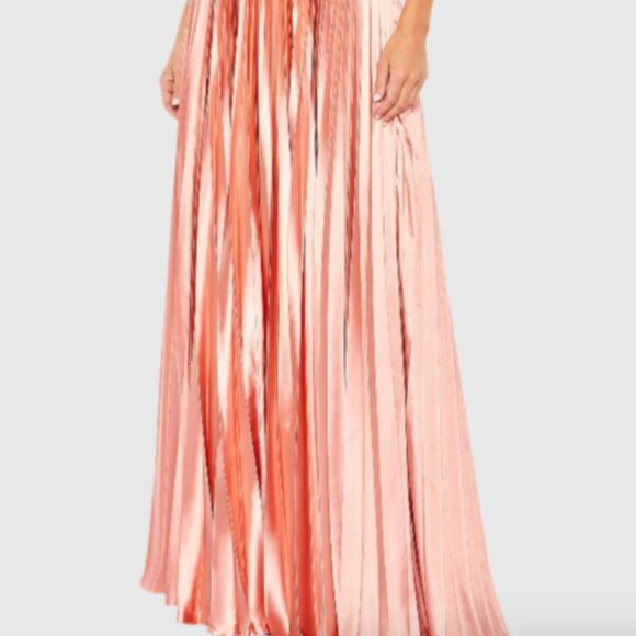 MAC DUGGAL 49039 PLUNGE NECK PLEATED EVENING ROSE GOLD GOWN sz 8 - Picture 5 of 7